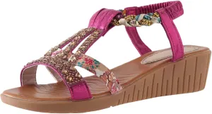 Womens Bohemian Beach Sandals Vintage Rhinestone Dressy Sandals Wedges Heels Orthopedic Sandals Open Toe Summer Shoes