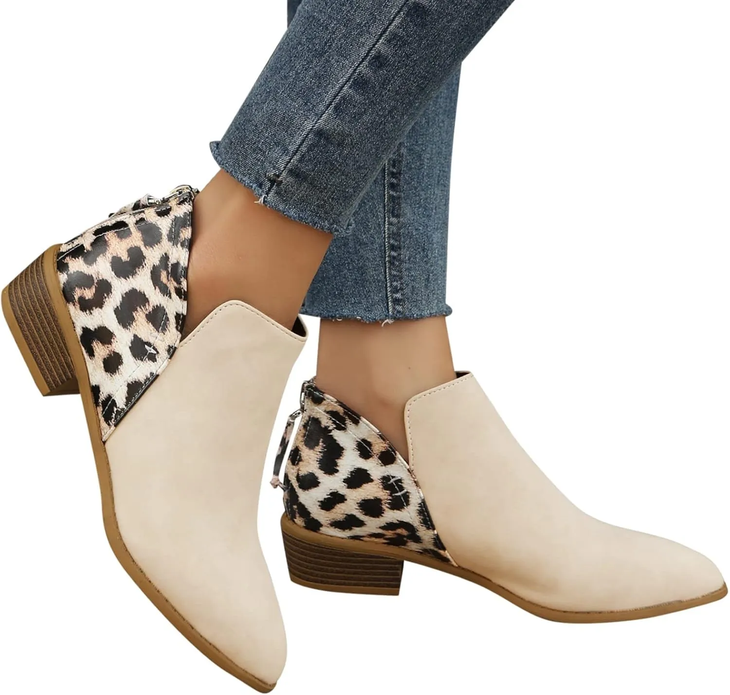 Womens Boots Ankle Brown Booties with Heel Ladies Booties Ankle Boots Mens Casual Boot Lightweight Cute Round Toe Closed Toe Wide Fit Available