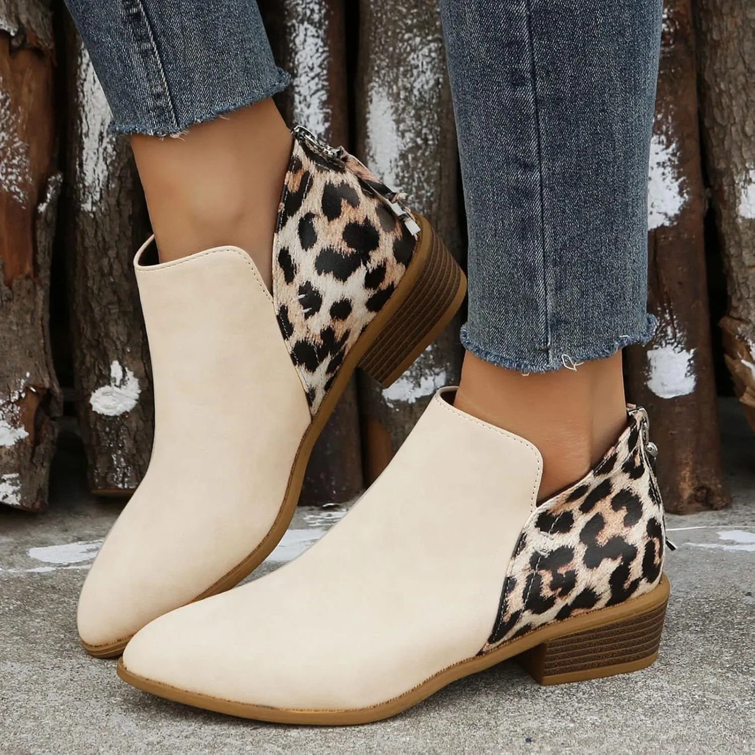 Womens Boots Ankle Brown Booties with Heel Ladies Booties Ankle Boots Mens Casual Boot Lightweight Cute Round Toe Closed Toe Wide Fit Available