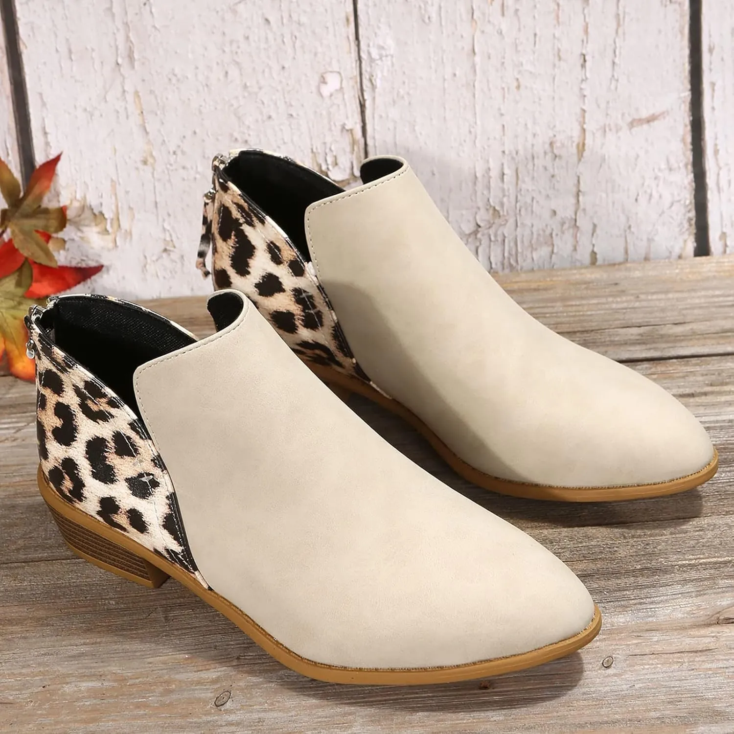Womens Boots Ankle Brown Booties with Heel Ladies Booties Ankle Boots Mens Casual Boot Lightweight Cute Round Toe Closed Toe Wide Fit Available