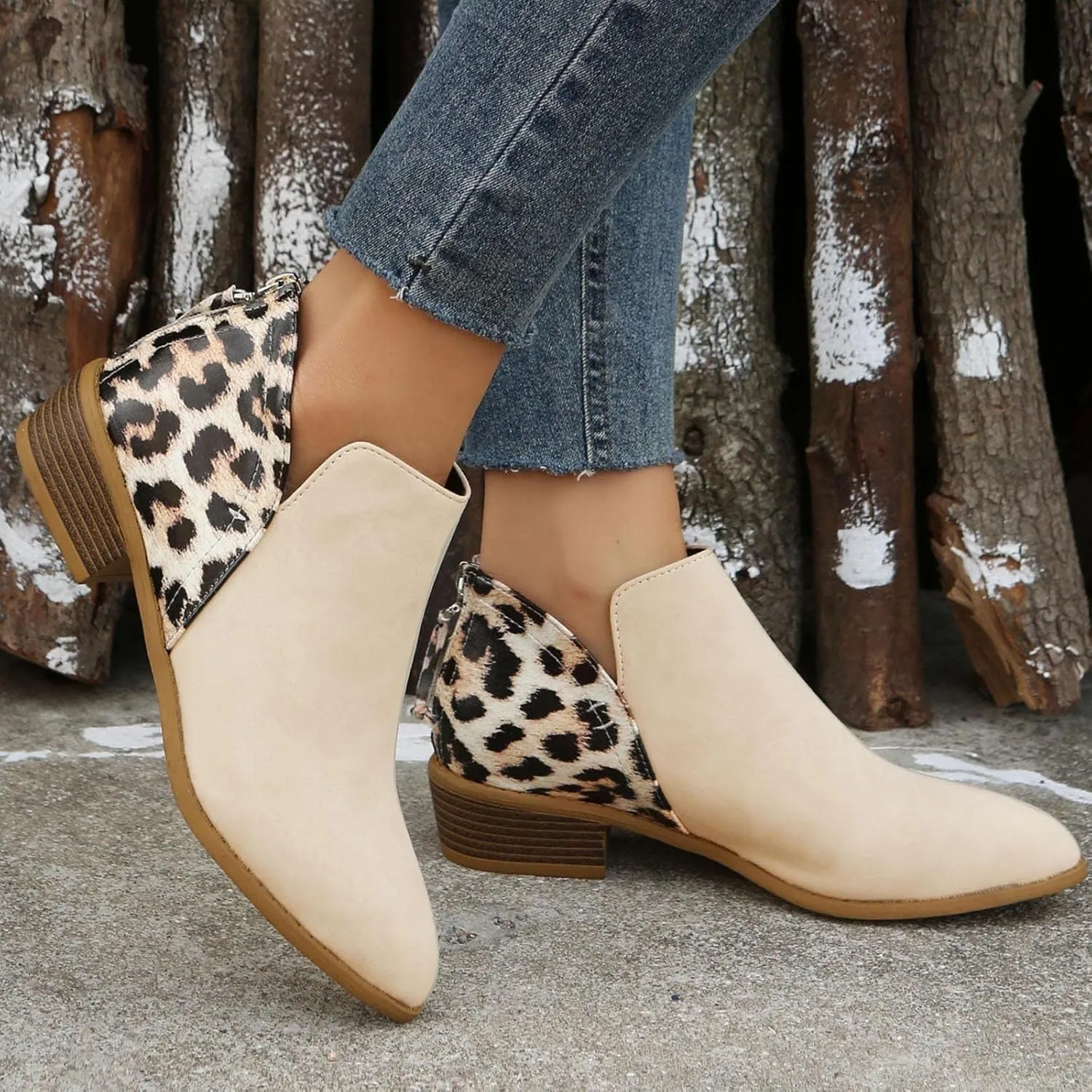 Womens Boots Ankle Brown Booties with Heel Ladies Booties Ankle Boots Mens Casual Boot Lightweight Cute Round Toe Closed Toe Wide Fit Available