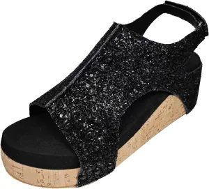 Womens Carley Wedges, Foam Cushioned Insoles,Hook Loop Closure Wedge Sandals Platform Open Toe Buckle Ankle Strap Espadrilles Lightweight for All Day Wear