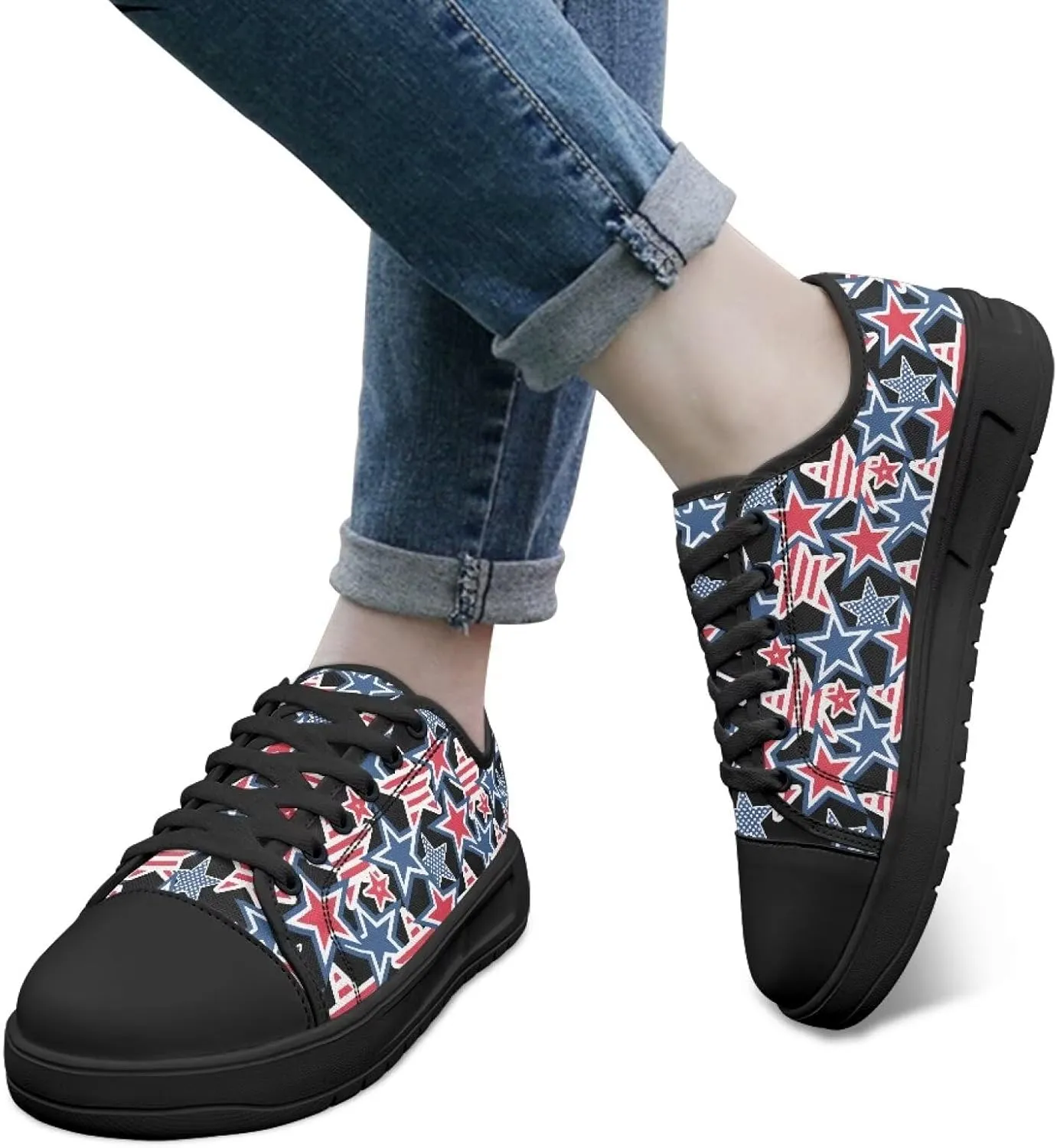 Womens Classic Canvas Casual Shoes Breathable Soft Everyday Versatile Canvas Sneakers for Work Travel Size 6-13.5 Black Sole