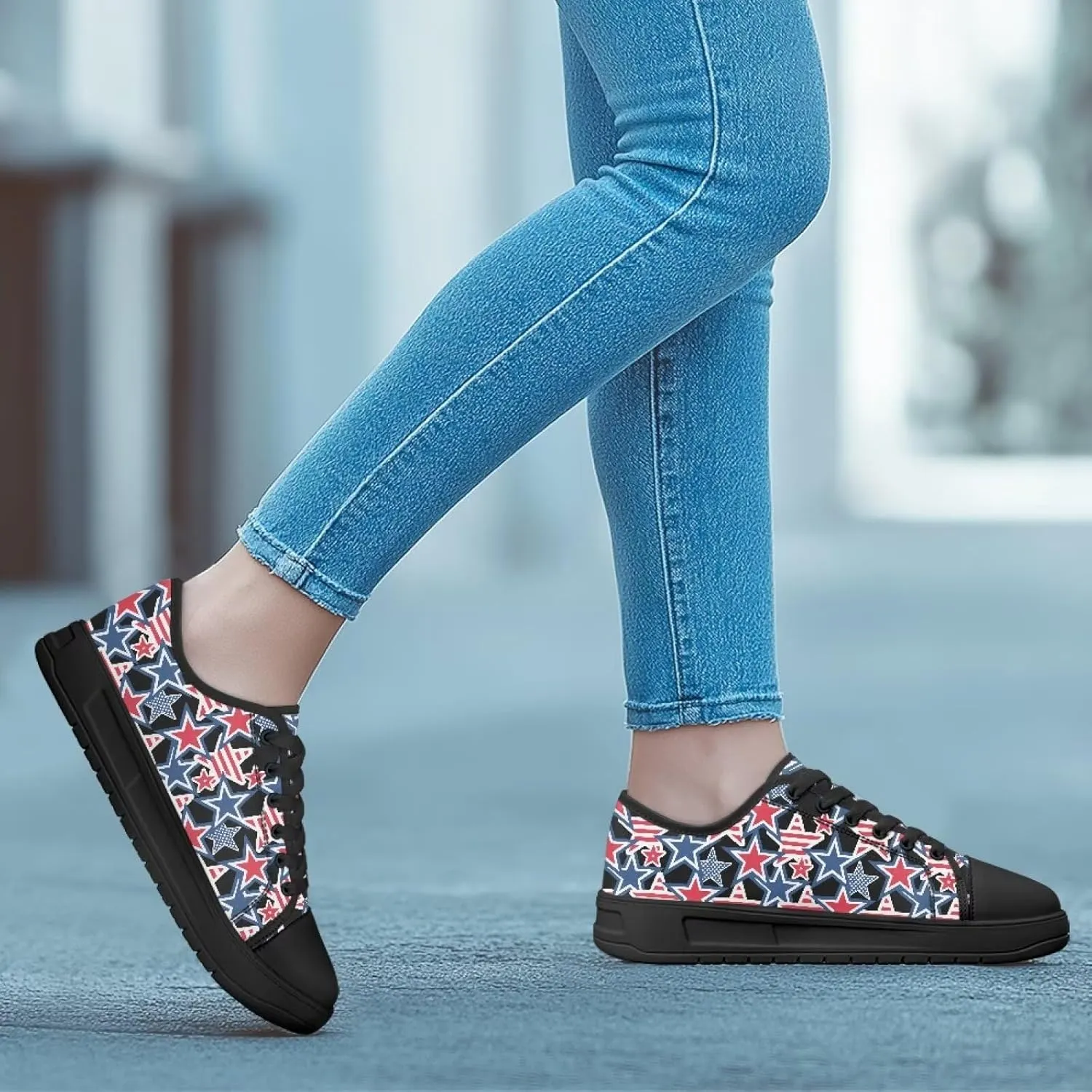 Womens Classic Canvas Casual Shoes Breathable Soft Everyday Versatile Canvas Sneakers for Work Travel Size 6-13.5 Black Sole