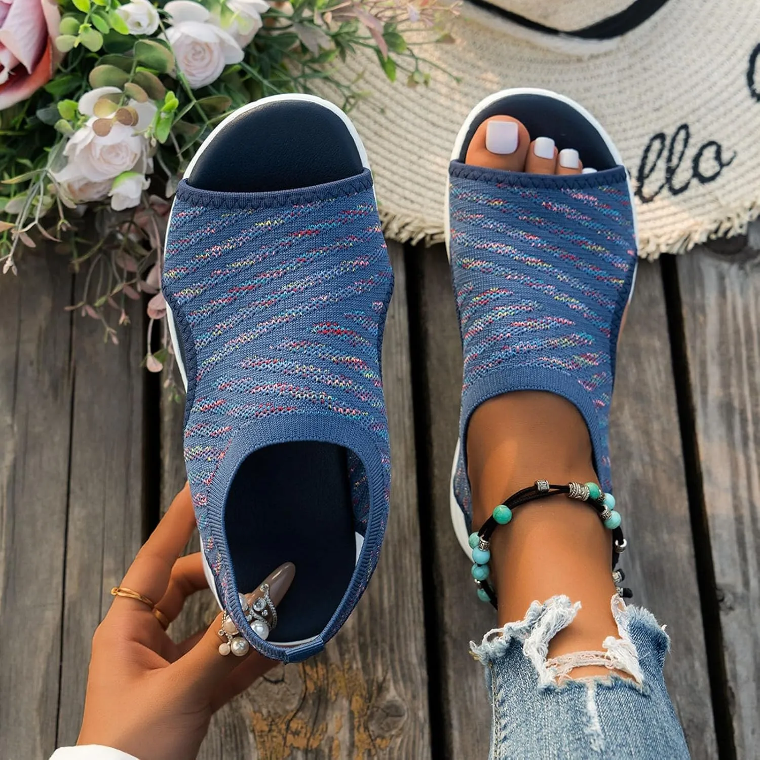 Womens Comfortable Orthopedic Sandals 2025 Summer Open Toe Breathable Mesh Elastic Casual Sport Sandals Beach Walking Lightweight Platform Dress Shoes with Arch Support