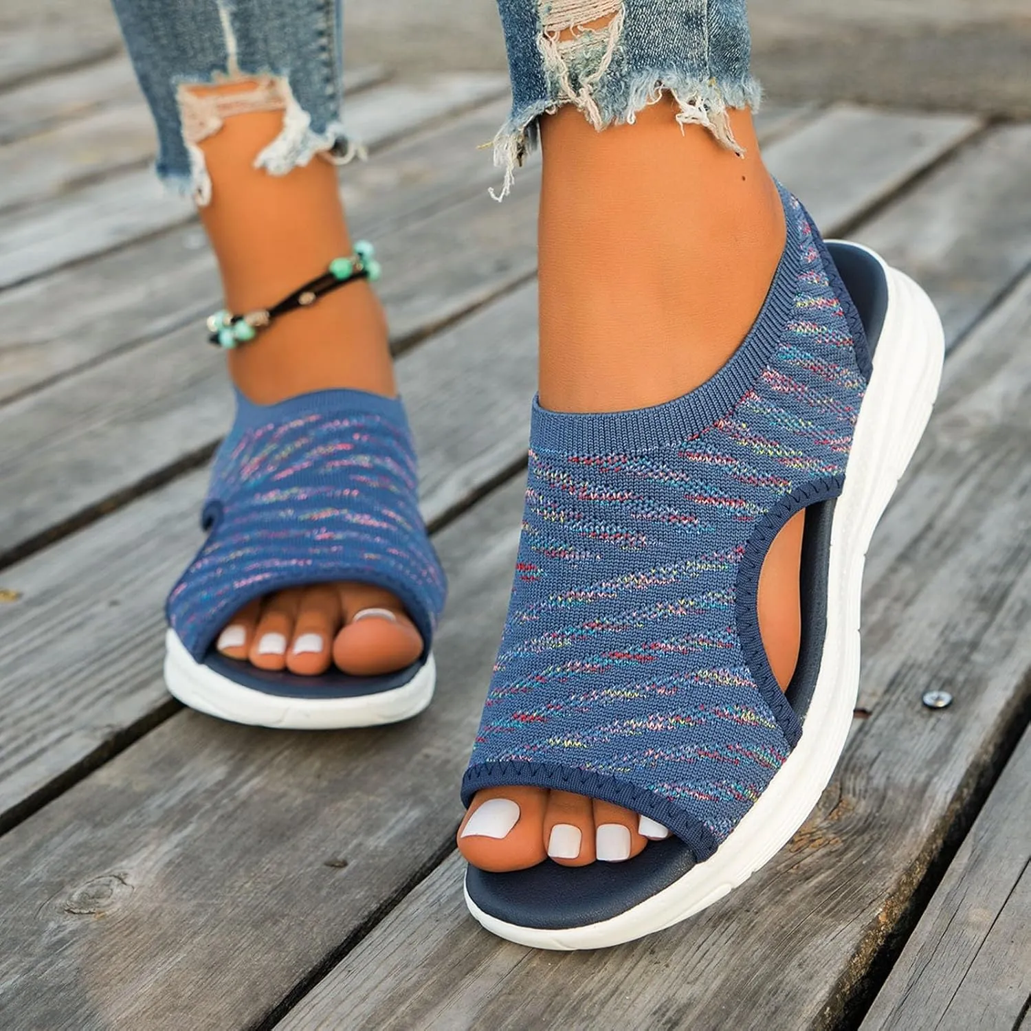 Womens Comfortable Orthopedic Sandals 2025 Summer Open Toe Breathable Mesh Elastic Casual Sport Sandals Beach Walking Lightweight Platform Dress Shoes with Arch Support