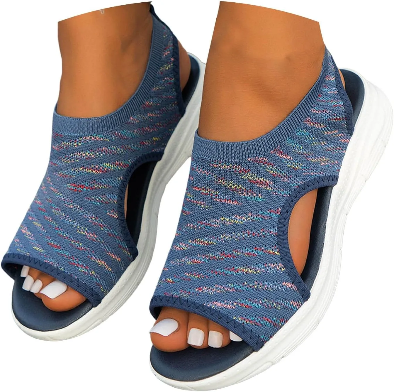 Womens Comfortable Orthopedic Sandals 2025 Summer Open Toe Breathable Mesh Elastic Casual Sport Sandals Beach Walking Lightweight Platform Dress Shoes with Arch Support