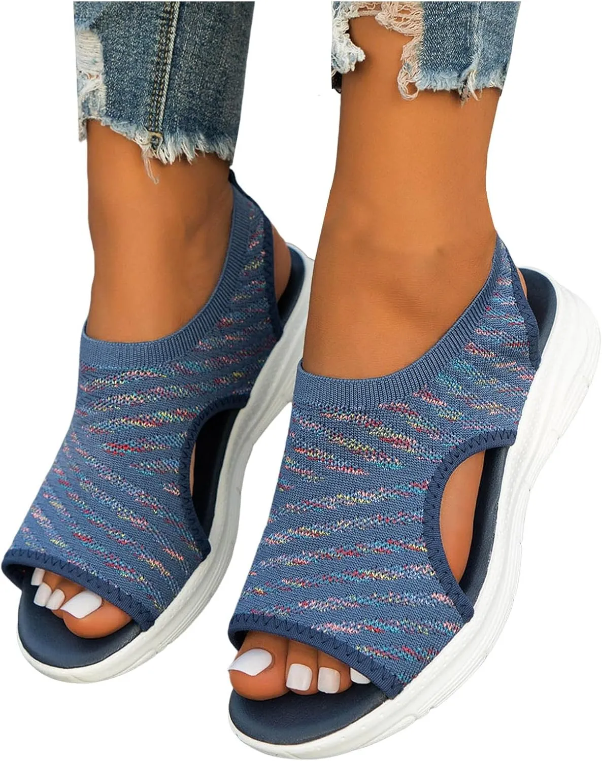Womens Comfortable Orthopedic Sandals 2025 Summer Open Toe Breathable Mesh Elastic Casual Sport Sandals Beach Walking Lightweight Platform Dress Shoes with Arch Support