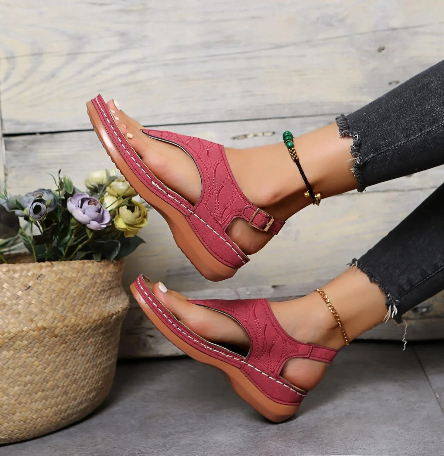Women's Comfy Orthotic Sandals, Sandals for Women, Wide Gladiator Orthopedic Women with Arch Support, Roman Low Wedges Flip Flops Anti-Slip Beach Travel Vacation Casual Daily Summer Dressy