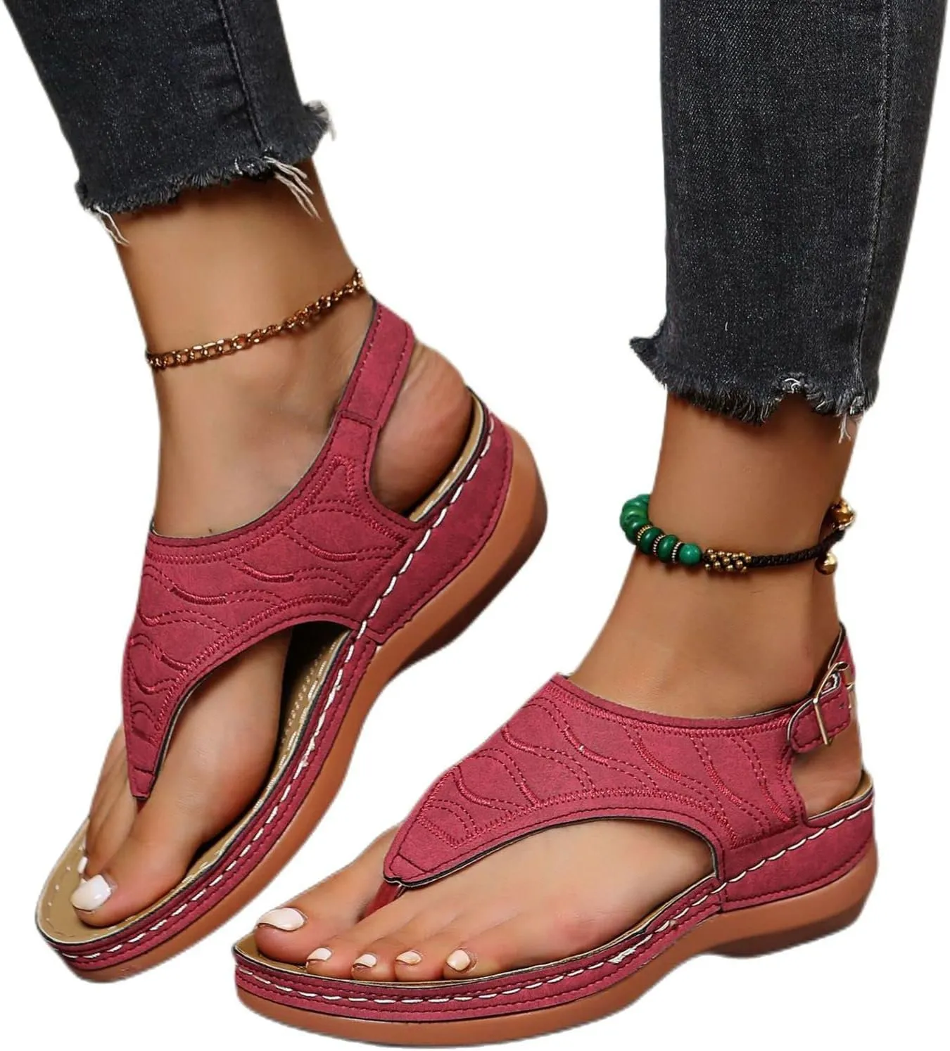Women's Comfy Orthotic Sandals, Sandals for Women, Wide Gladiator Orthopedic Women with Arch Support, Roman Low Wedges Flip Flops Anti-Slip Beach Travel Vacation Casual Daily Summer Dressy