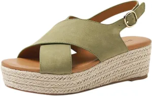 Womens Espadrille Platform Wedge Sandals for Summer Outdoor Walking Open Toe Ankle Strap Comfy Breathable Design