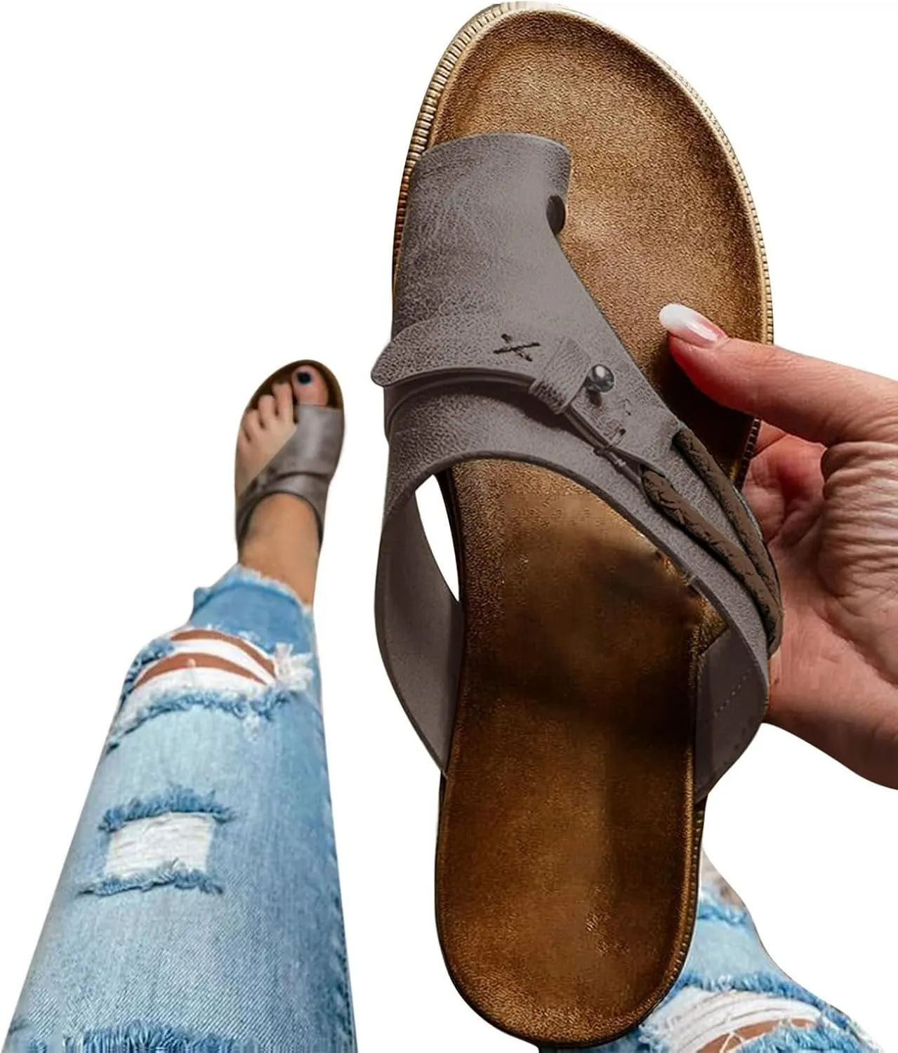 Women's Flat Sandals Non Slip on Casual Summer Beach Shoes Women's Beach Flip Flops Flip Flops Arch Support