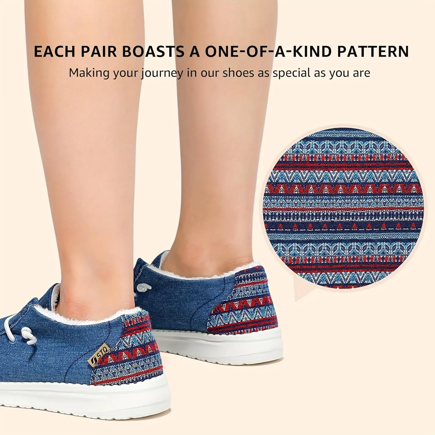 Women's Non-Slip Orthopedic Casual Shoes Fur Lining Canvas Sneakers with Arch Support Warm Boat Loafers Lightweight Casual Boat Shoes