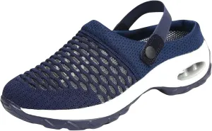 Women's Orthopedic Clogs with Air Cushion Support to Reduce Back and Knee Pressure Slippers Sandals Slip on Stretch Wide Walking Shoes Width Arch Mules Summer Mesh Sneaker Lightweight Outdoor