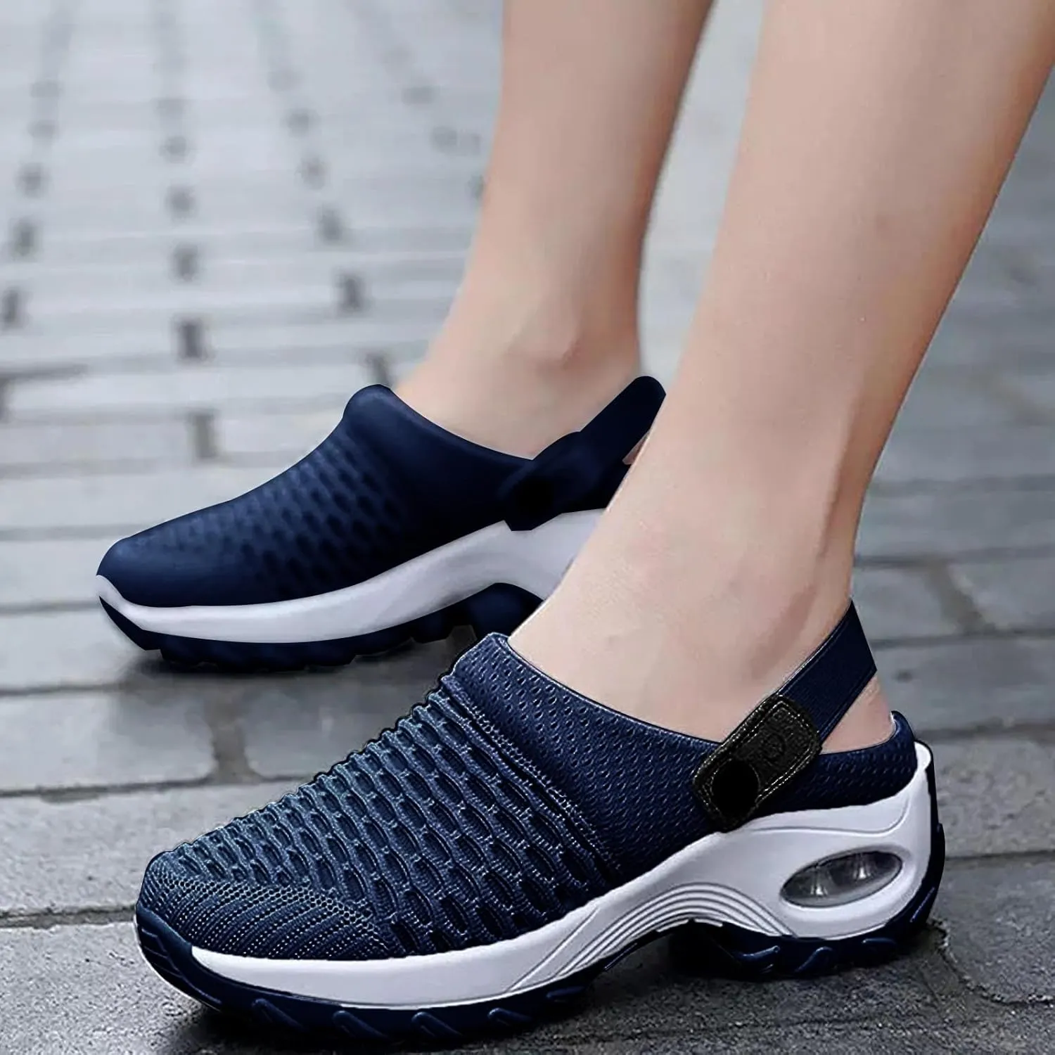 Women's Orthopedic Clogs with Air Cushion Support to Reduce Back and Knee Pressure Slippers Sandals Slip on Stretch Wide Walking Shoes Width Arch Mules Summer Mesh Sneaker Lightweight Outdoor