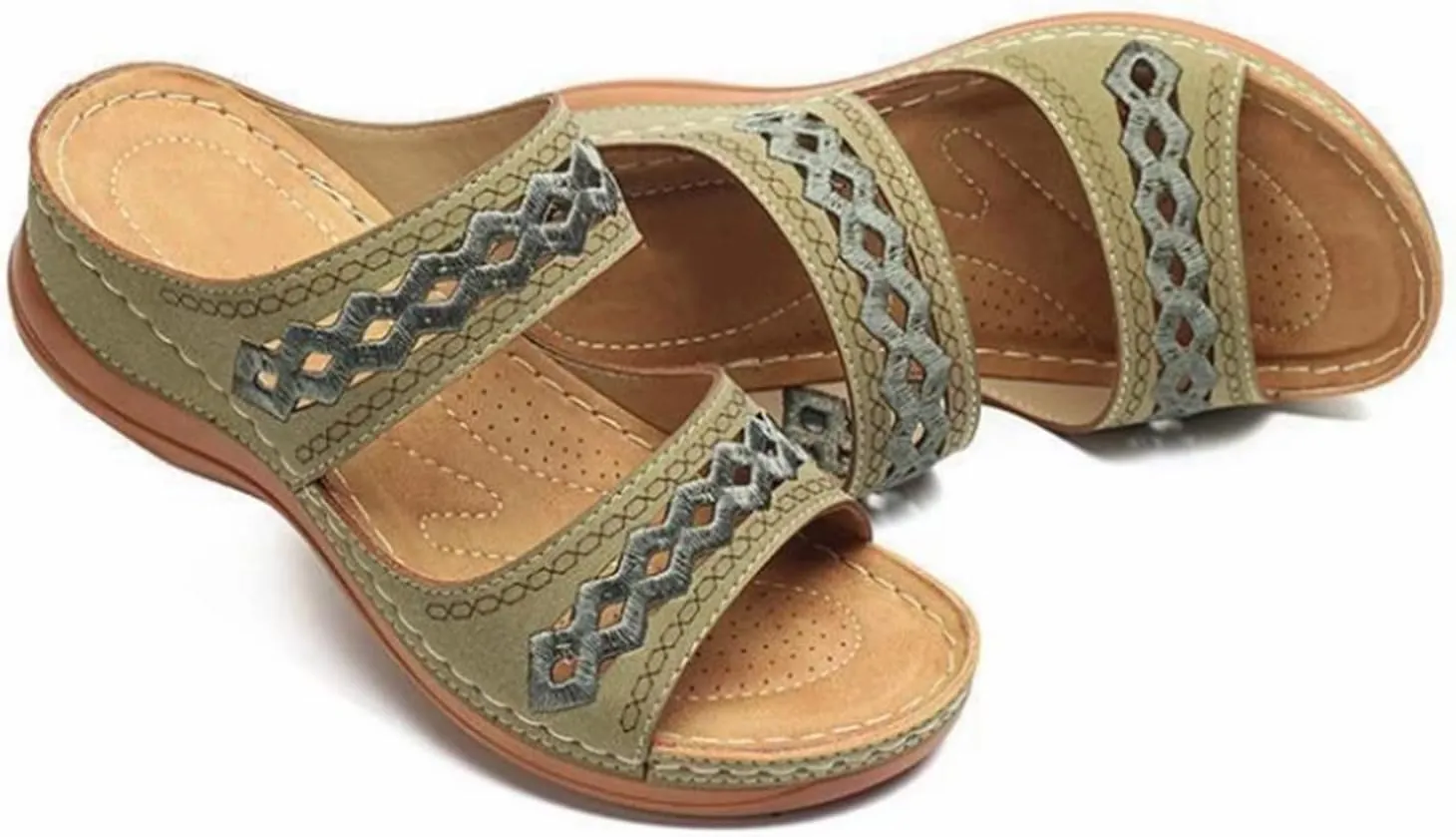 Womens Orthopedic Sandals Wide Width Open Toe Slip On Slides Casual Dressy Summer Beach Walking Platform Sandals