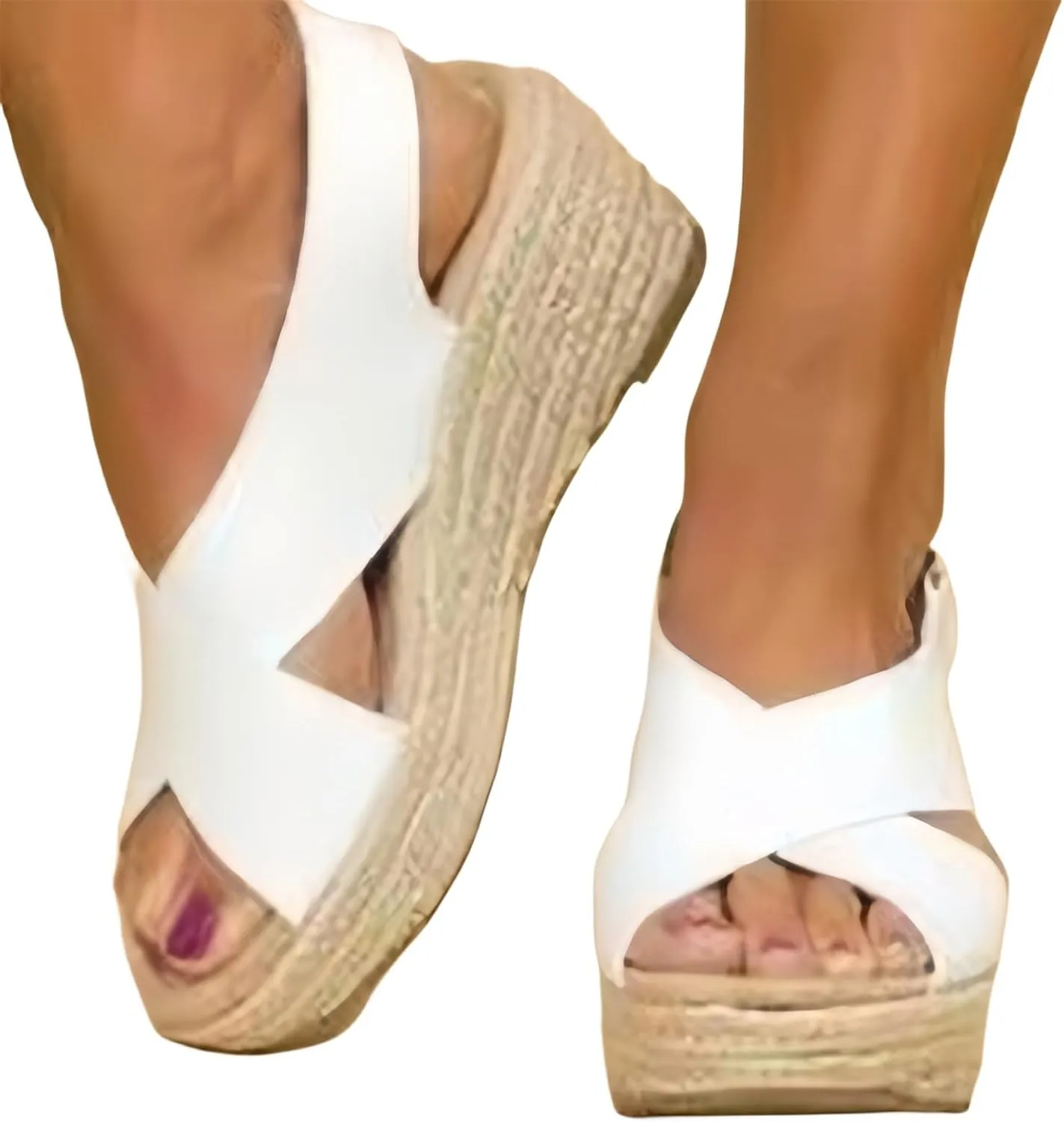 Women's Platform Espadilles Wedge Beach Sandals Summer Open Toe Ankle Strap Espadrille Low Slingback Criss Cross Comfortable Casual Brown Black Nude Wedges 2025 Slip On Shoes Espadrilles