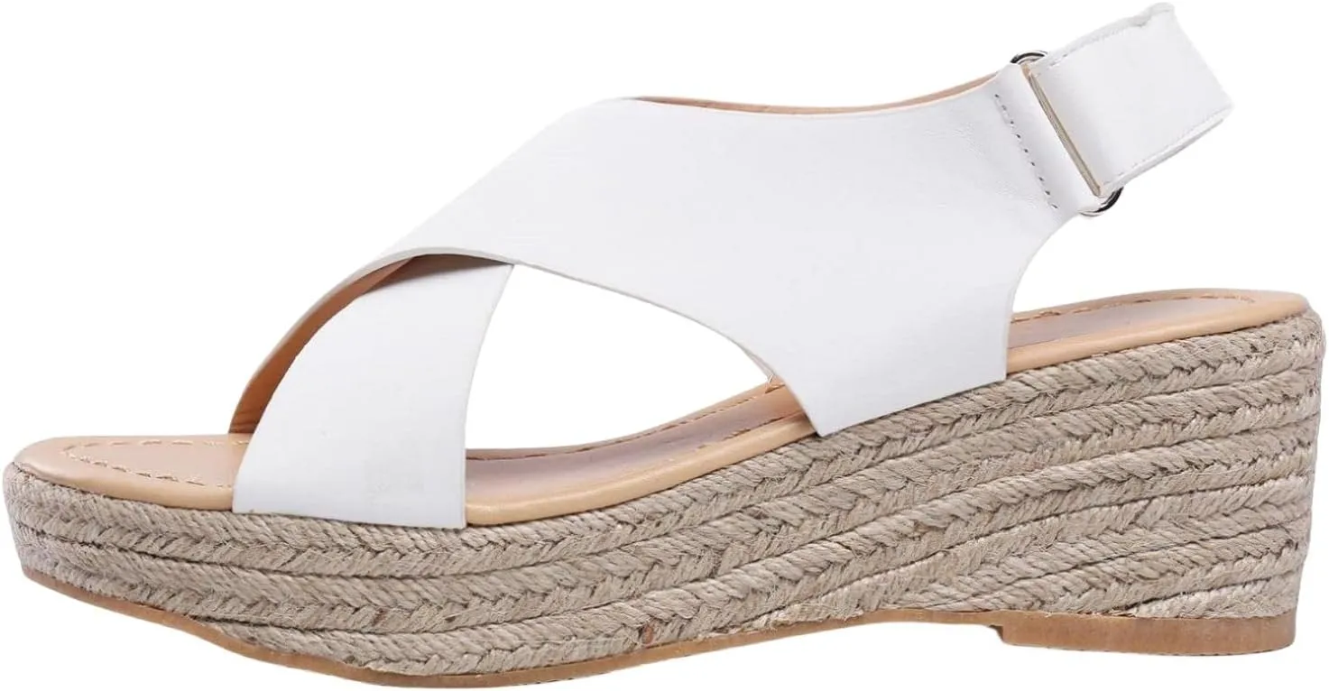 Women's Platform Espadilles Wedge Beach Sandals Summer Open Toe Ankle Strap Espadrille Low Slingback Criss Cross Comfortable Casual Brown Black Nude Wedges 2025 Slip On Shoes Espadrilles