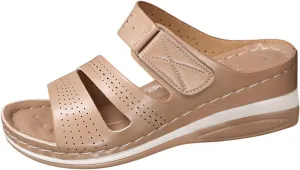 Women's Sandals and Slippers Summer Retro Ethnic Style Adjustable Wedge Heel Casual Womens Slippers Outdoor Sole