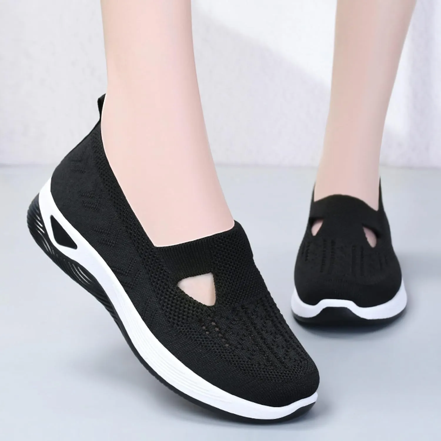 Womens Slip On Sneakers Casual Comfortable Walking Shoes Lightweight Canvas Flats Breathable Mesh Non Slip Loafers