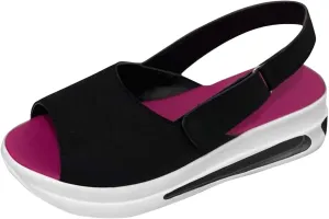 Womens Wedge Sandals Open Toe Fashion Summer Sandals Thick Heels Breathable Non Slip Shoes Casual Ankle Strap Sandal Outdoor Walking Wedges Comfy Platform Shoes Comfort Wear Lightweight Beach Shoe