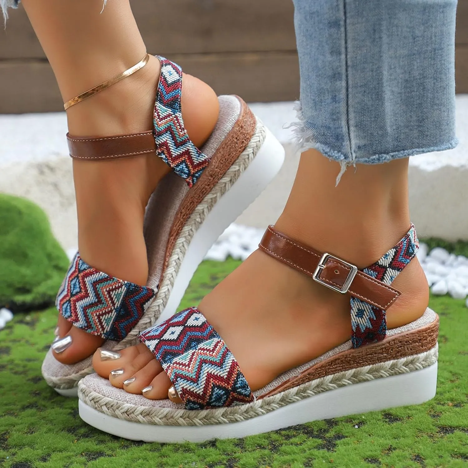Womens Wedge Sandals Wedge Sandals for Women Walking Soft Arch Support Sandal Beach Summer Comfortable