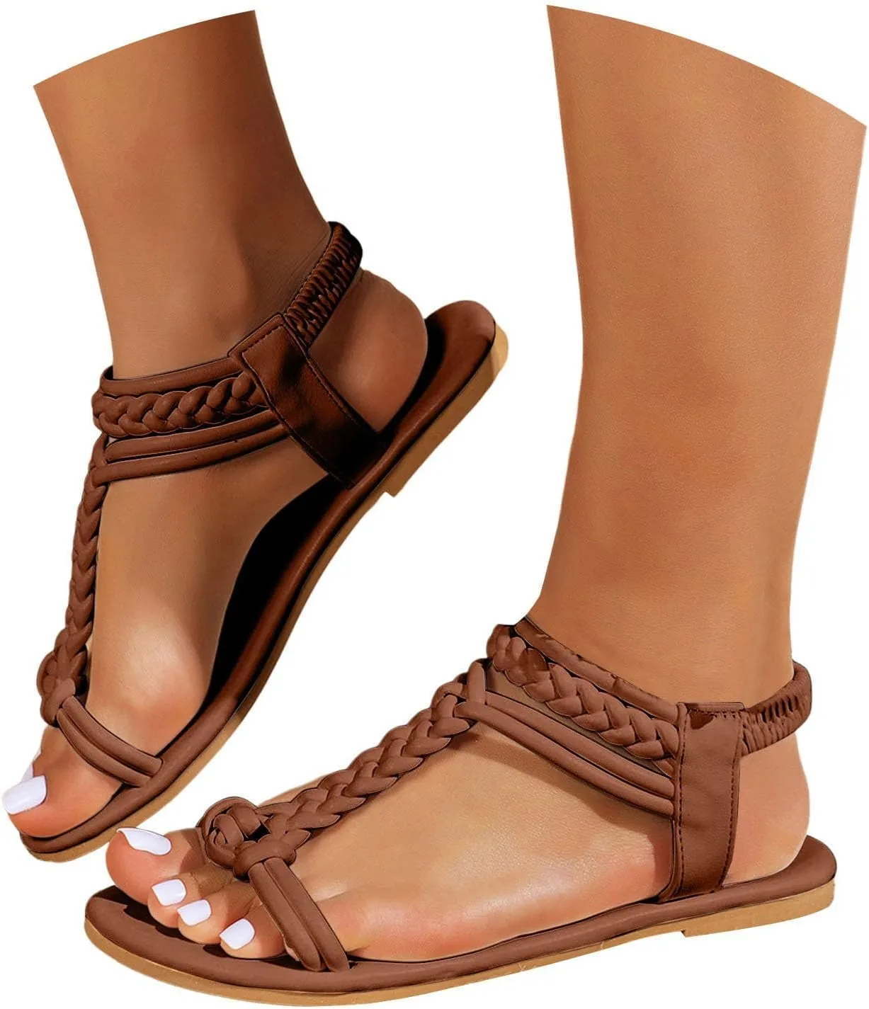 Womens Wide Width Sandals With Arch Support, 2025 Summer Casual Round Toe Open Toe Bohemian Tan Sandals for Women Dressy Casual Comfortable Summer Backless Mules Adjustable Slide Walking Shoes