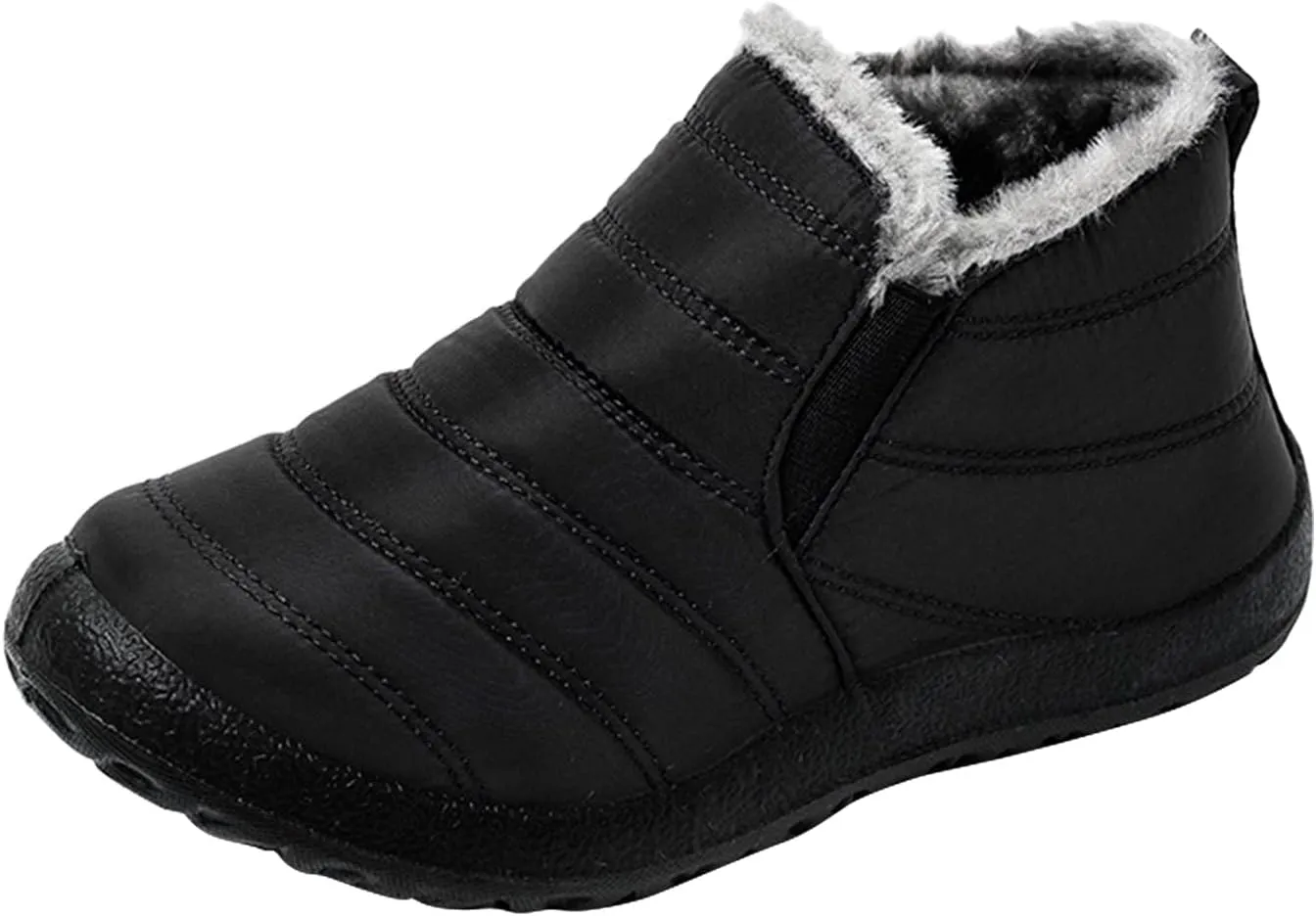 Women's Wide Width Waterproof Ankle Snow Boots - Warm Fur Lined, Walking Boots