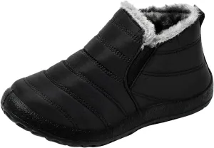 Women's Wide Width Waterproof Ankle Snow Boots - Warm Fur Lined, Walking Boots
