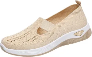 Women's Woven Breathable Soft Sole Shoes Arch Support Comfort Slip on Sneakers Mesh Work Walking Shoes Running Jogging Shoe Outdoor Fashion Lightweight Breathable Orthopedic Wide Sneaker