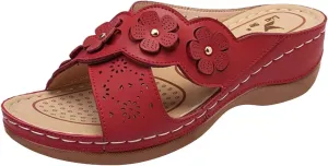 ZSpzx Orthopedic Sandals for Women Dressy Summer 2025 Comfortable Hollow Flower Slippers Womens Arch Support Casual Boho Walking Indoor Outdoor Shoes Sandalias OrtopDicas Para Mujer