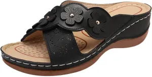 ZSpzx Orthopedic Sandals for Women,Women's Hollow Flower Slippers Dressy Summer 2025 Womens Summer Comfortable Sandals Arch Support Casual Wedge Sandals Boho Walking Shoes Flip Flops