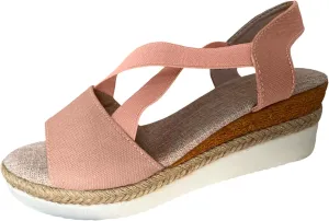 ZSpzx Orthopedic Wedge Sandals for Women,Platform Espadrilles Open Toe Wedges Sandals Dressy Summer 2025 Comfortable Ankle Strap Slip On Casual Walking Beach Shoes Sandalias OrtopDicas Para Mujer
