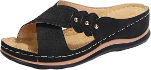 ZSpzx Wedge Sandals For Women 2025 Orthopedic Flip Flops Comfortable Cushion Dressy Summer Women's Slide Casual Bunion Womens Foot Plantar Fasciitis Beach Walking Shoes for Daily Wear